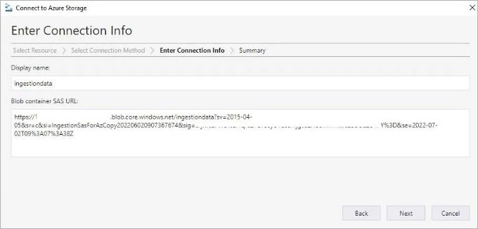 Enter connection info